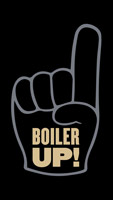 A hand holding up a finger for number one and the text Boiler Up on a black background