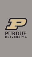 The Purdue University logo on a silver background