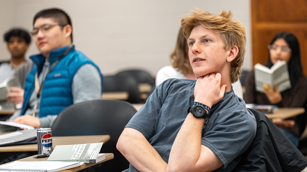 Students actively listen during a class discussion