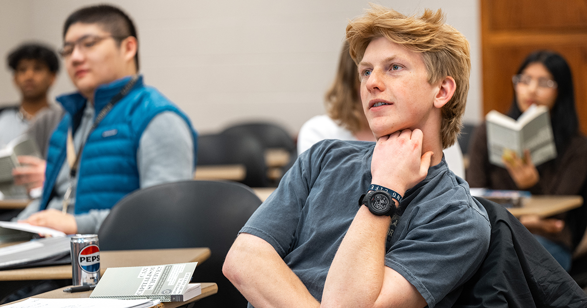Students actively listen during a class discussion