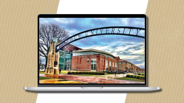 Purdue University arch on campus.