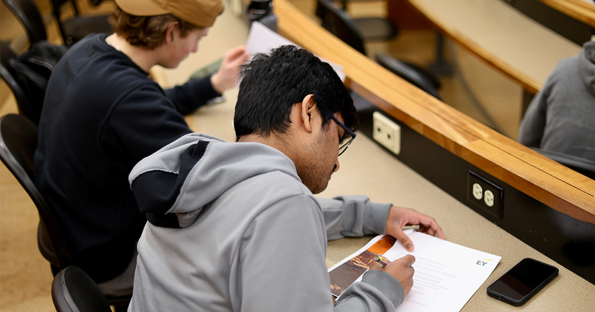 students working on assignment in class