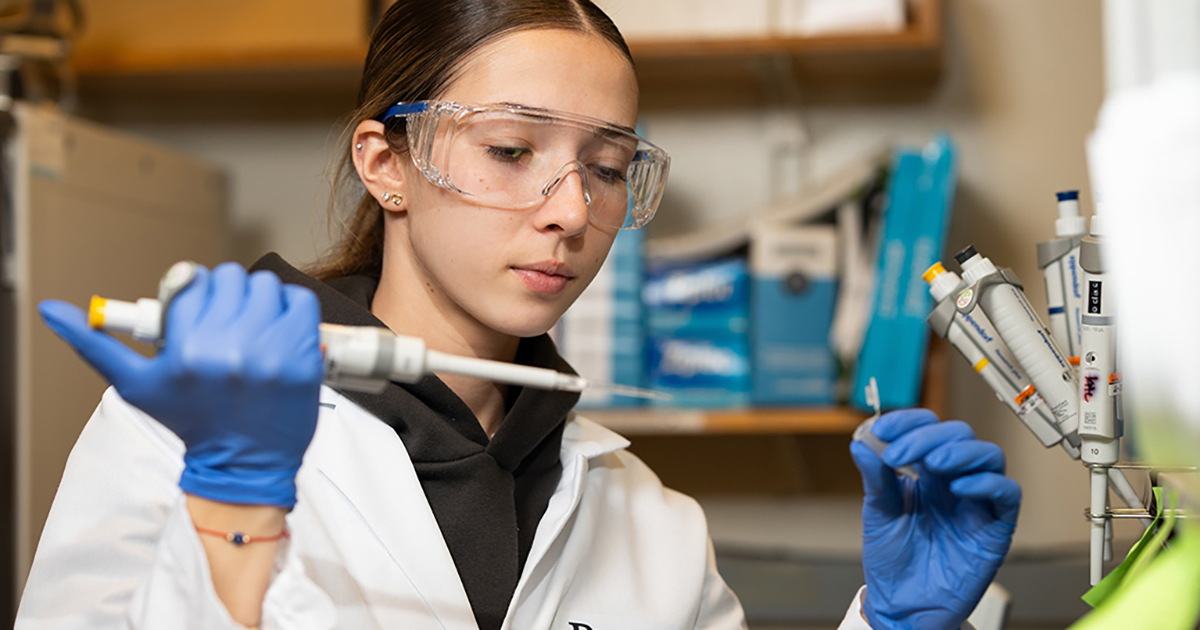 A student works in a laboratory