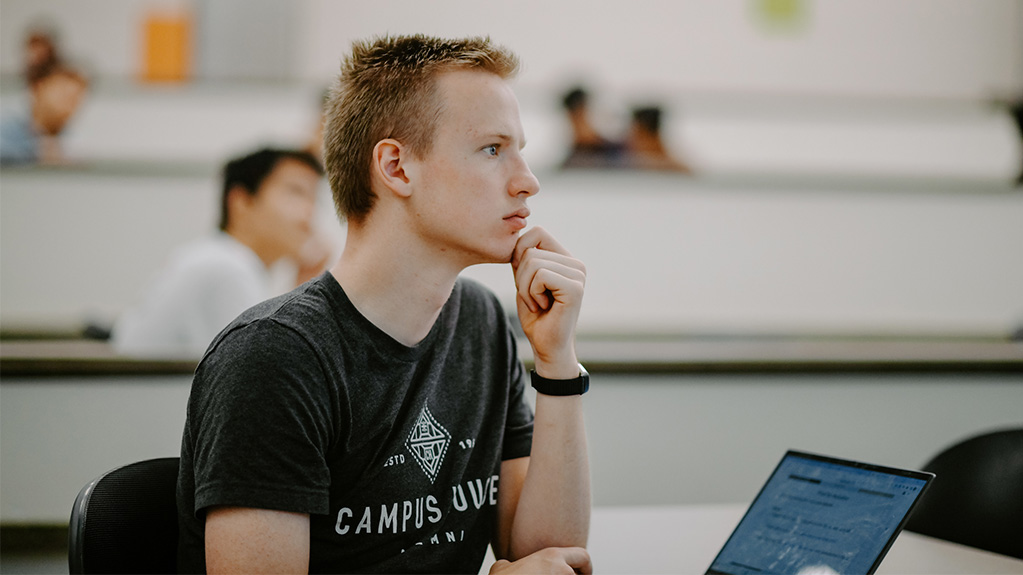 Student listening to a lecture
