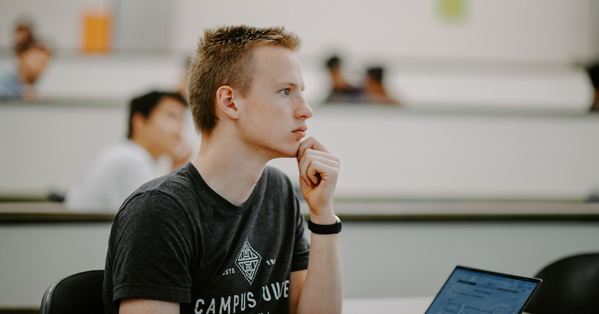 Student listening to a lecture