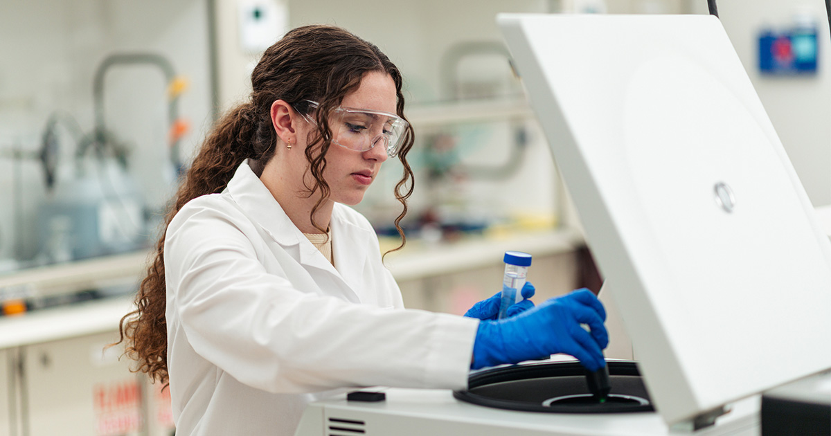 student in lab