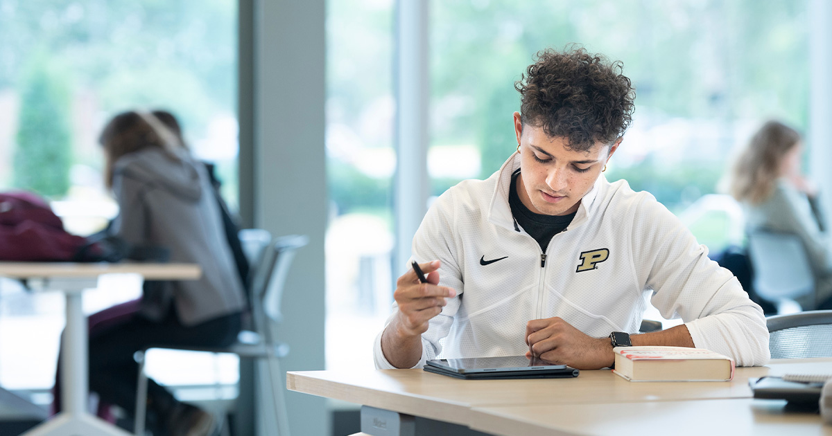 student studying at table