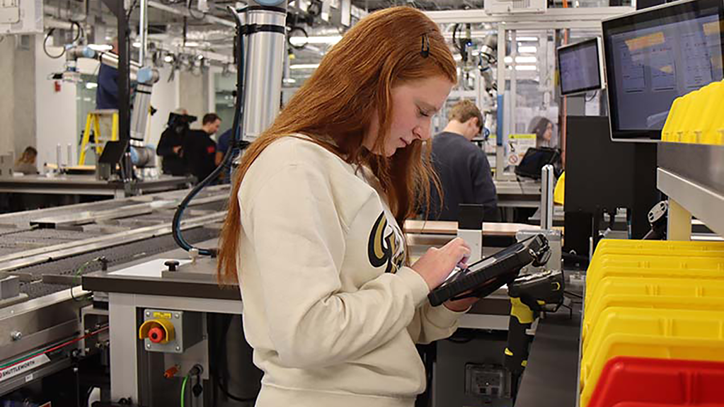 A student works on an iPad